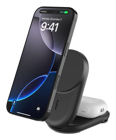 Belkin Qi2 Fitness Tracker, Headphones, Smartphone, Smartwatch Black Usb Wireless Charging Fast Charging Indoor
