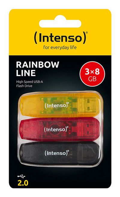 STICK Intenso Rainbow Line 8GB USB STICK 2.0 Multipack x3 bunt