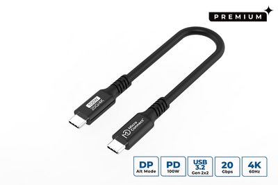 MicroConnect Premium USB-C cable 0,15m 20Gbps, 100W, USB 3.2 Gen 2x2