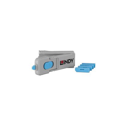 Lindy 40324 DP Port Blocker Key -  Pack of 4 Blockers, Blue