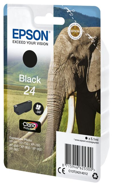 Epson 24 Sort Blæk C13T24214022
