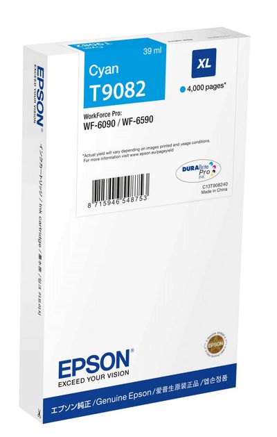 EPSON T9082 39ml XL size cyan ink cartridge