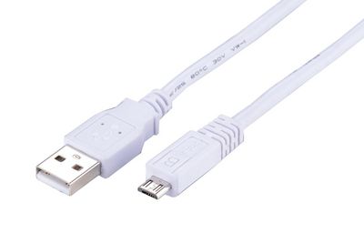 LinkIT USB 2.0, A - Micro B, 5m,  White White Cord and White  Plug