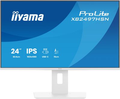 60,5 cm (23.8") 1920 x 1080 Pixel iiyama XB2497HSN-W1 16:9 Full HD IPS 1 ms 100 Hz DisplayPort HDMI USB-Hub Pivot Height VESA Speaker