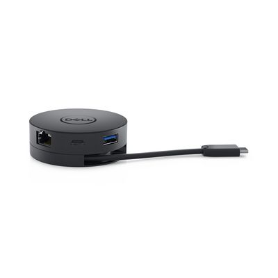 Dell USB-C Mobile Adapter DA300 DA300, Wired, USB 3.0 (3.1  Gen 1) Type-C, USB Type-A, 10,100,1000 Mbit/s, Black, Dell