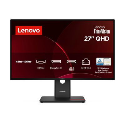 Lenovo Thinkvision T27Qd-40 Led Display 68.6 Cm (27") 2560 X 1440 Pixels Wide Quad Hd Black