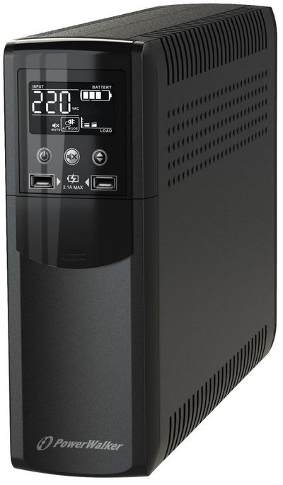 PowerWalker VI 600 CSW IEC UPS 600VA/360W Line Interact. Pure Sine Wave, HID driver, USB Charging Ports